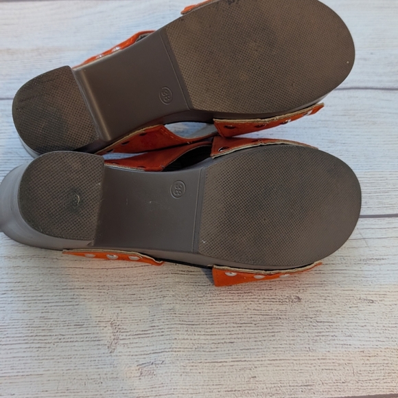 faux suede Womens orange platform sandals. Size 7. - Picture 7 of 12